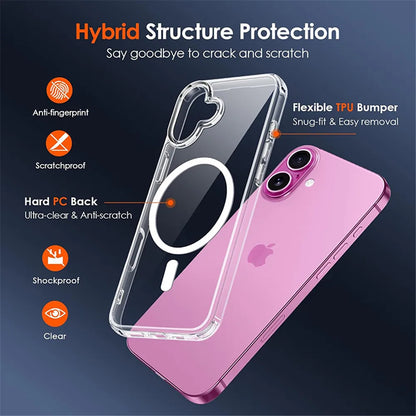 Magnetic Wireless Charging Case for iPhone 12–17 – MagSafe Compatible Transparent Cover