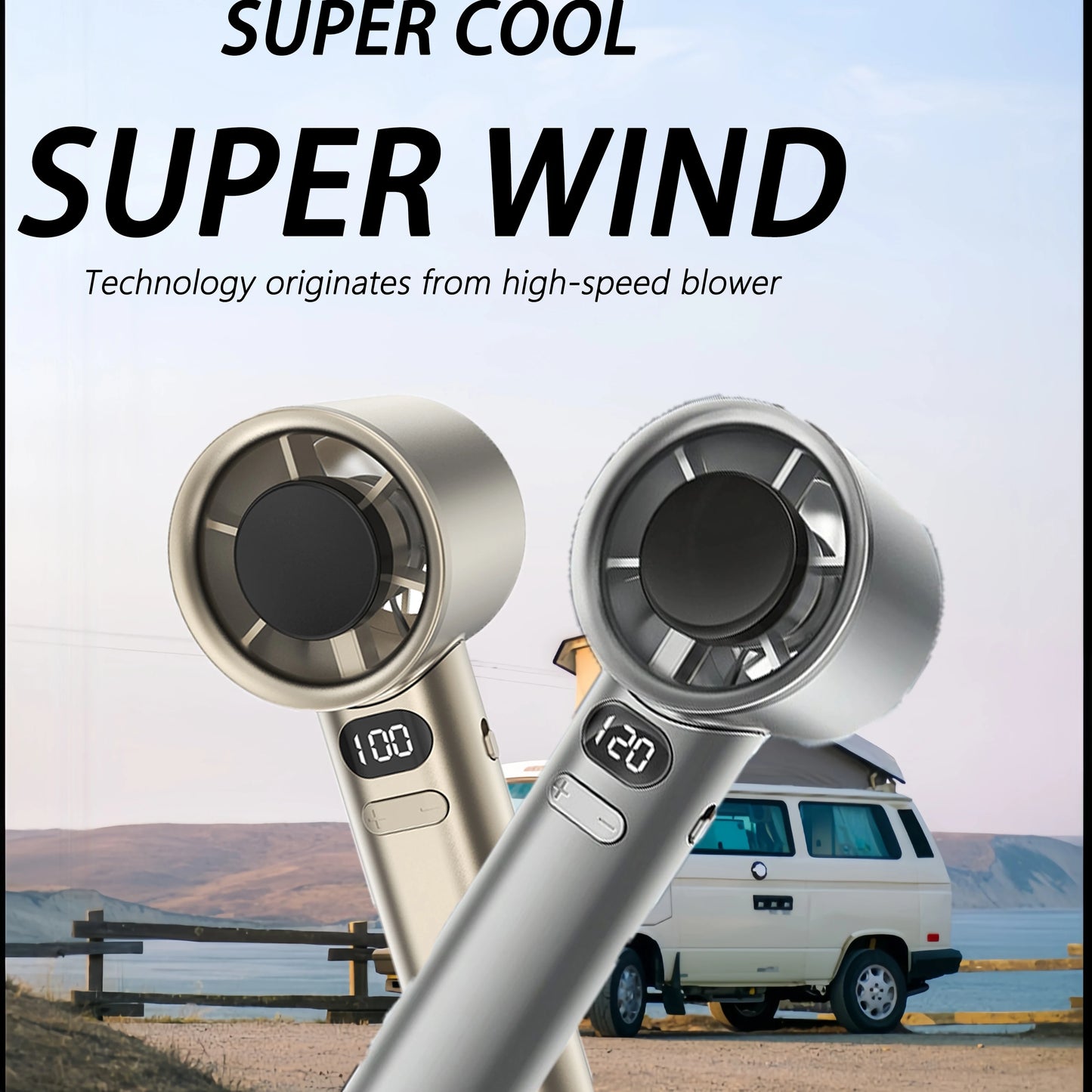 Portable Mini Personal Fan – 120-Speed Digital Display & Ice Cooling