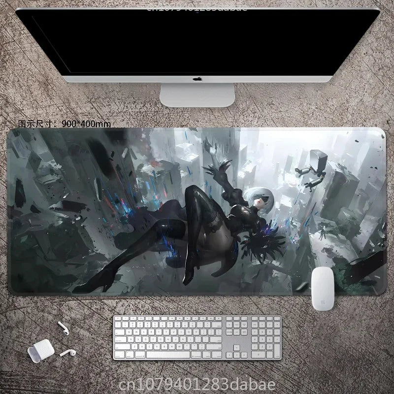 NieR Automata ARPG Leather Mouse Pad – Waterproof PU Leather, Keyboard Table Mat, E-Sports Gaming