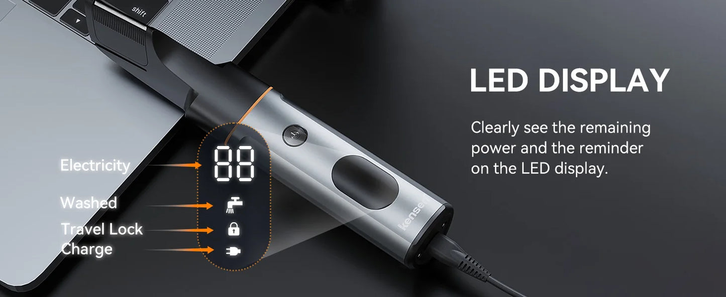 Kensen 3-in-1 Body Hair Trimmer Kit – Pubic Hair Shaver, Nose & Beard Trimmer, IPX6 Waterproof Electric Shaver