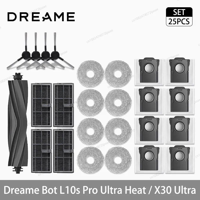 Dreame L10s Pro Ultra Heat / X30 Ultra Robot Vacuum Spare Parts – Brush, Filter, Mop & Dust Bag