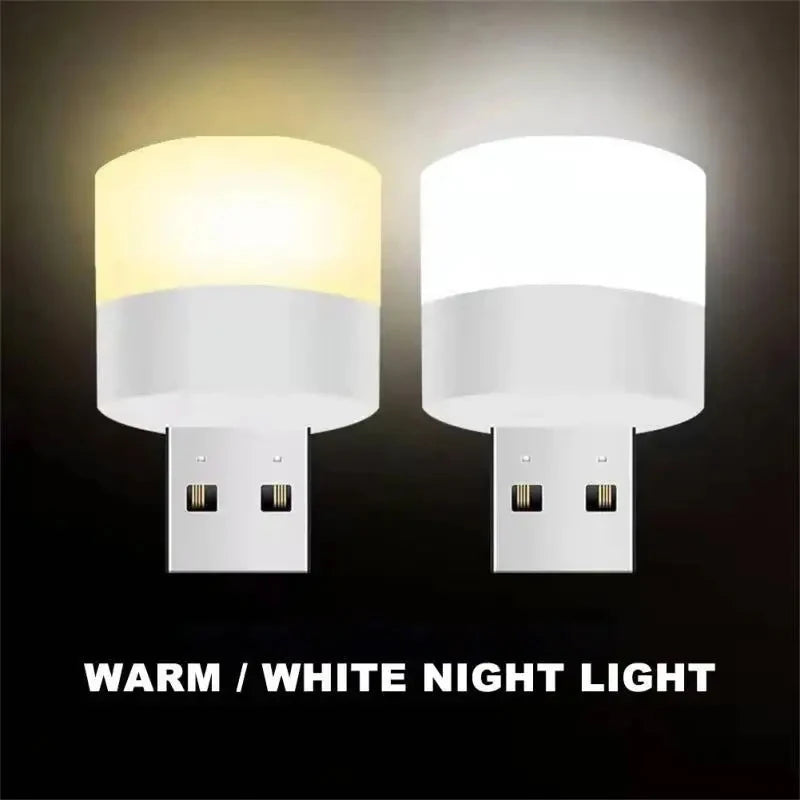 Mini USB Night Light | Warm White Eye Protection LED Book Reading Lamp for PC, Power Bank & Charging (1-20pcs)