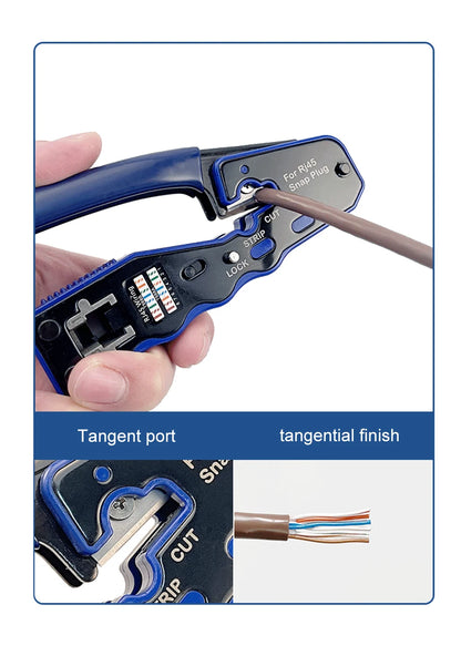 OMAY RJ45 UTP Crimper Tool | CAT5/6/7/8 Pass-Through Ethernet Cable Stripper & Connector Kit
