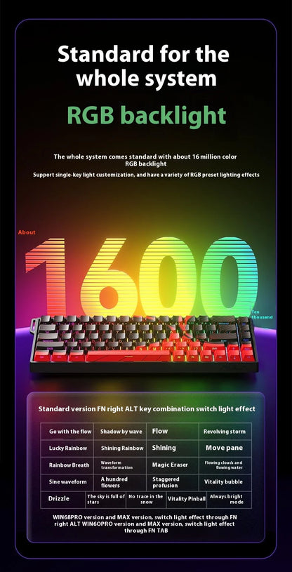Aula Win68 HE magnetic switch mini gaming keyboard with RGB backlit keys, wired connection, and hot-swappable mechanical switches.