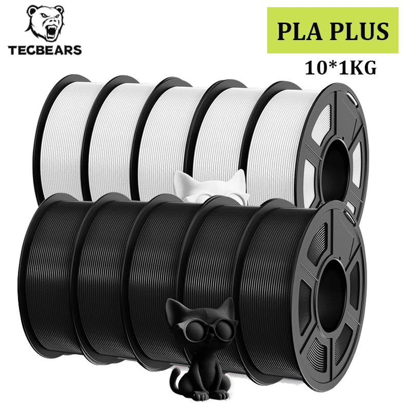TECBEARS PLA+ Filament – 10KG Bundle, 1.75mm, Multi-Color, High Toughness, No Bubbles for FDM Printers
