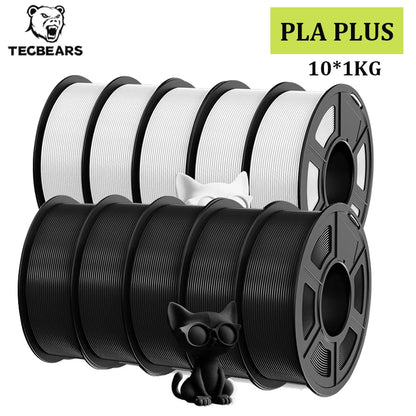 TECBEARS PLA+ Filament – 10KG Bundle, 1.75mm, Multi-Color, High Toughness, No Bubbles for FDM Printers