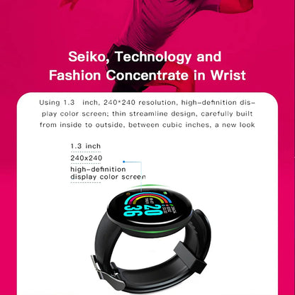 D18 Smart Watch – Waterproof Fitness Tracker with Heart Rate & Sleep Monitor