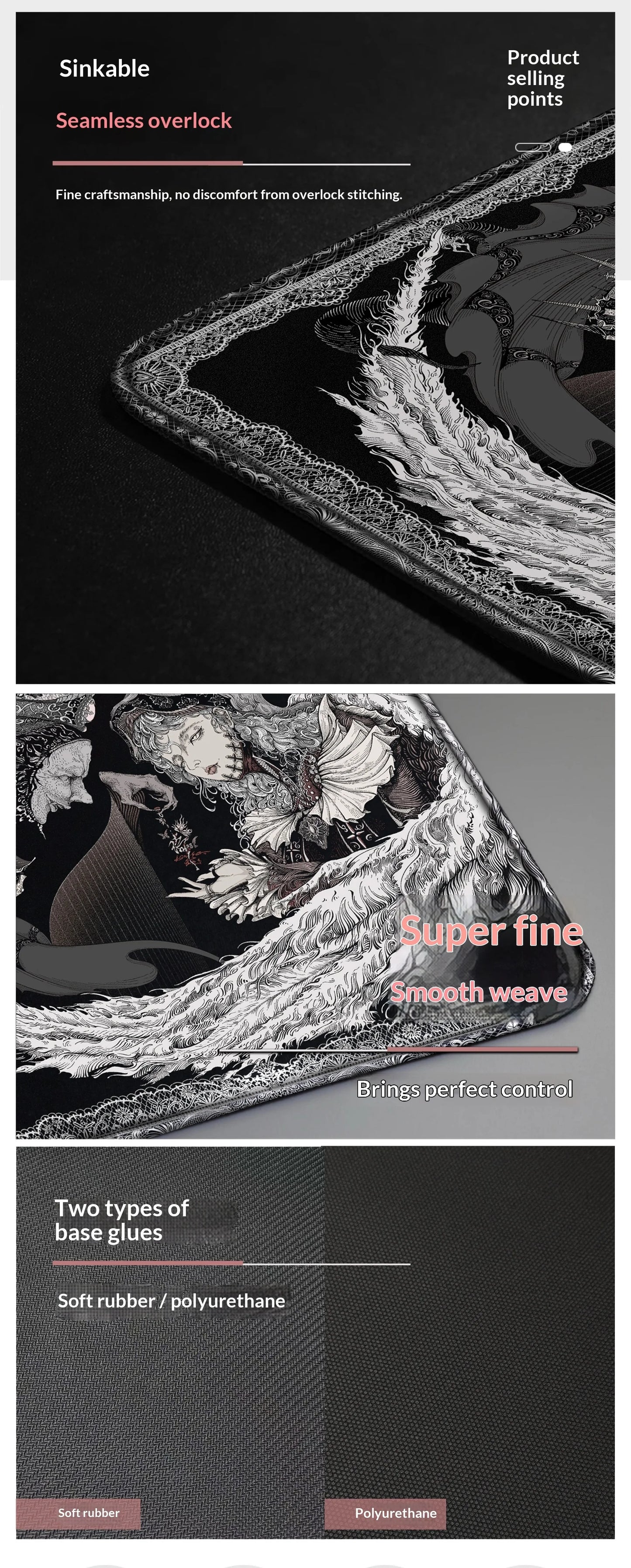 Haofengqi E-Sports Feather Gaming Mouse Pad – FPS Smooth Control, Anti-Slip for APEX, CSGO, Valorant