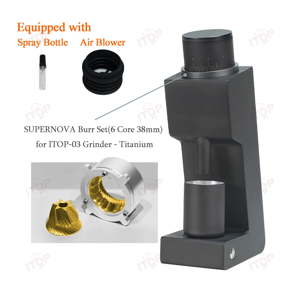 ITOP 03 Electric Coffee Grinder – 48mm Flat Burr, 7-Core, Espresso & Filter | 110V / 220V