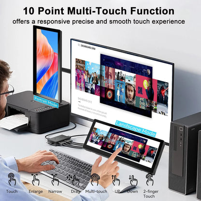 10.3" Long Strip LCD Touch Monitor – 1920x720 Secondary Display for CPU/GPU Temp, AIDA64