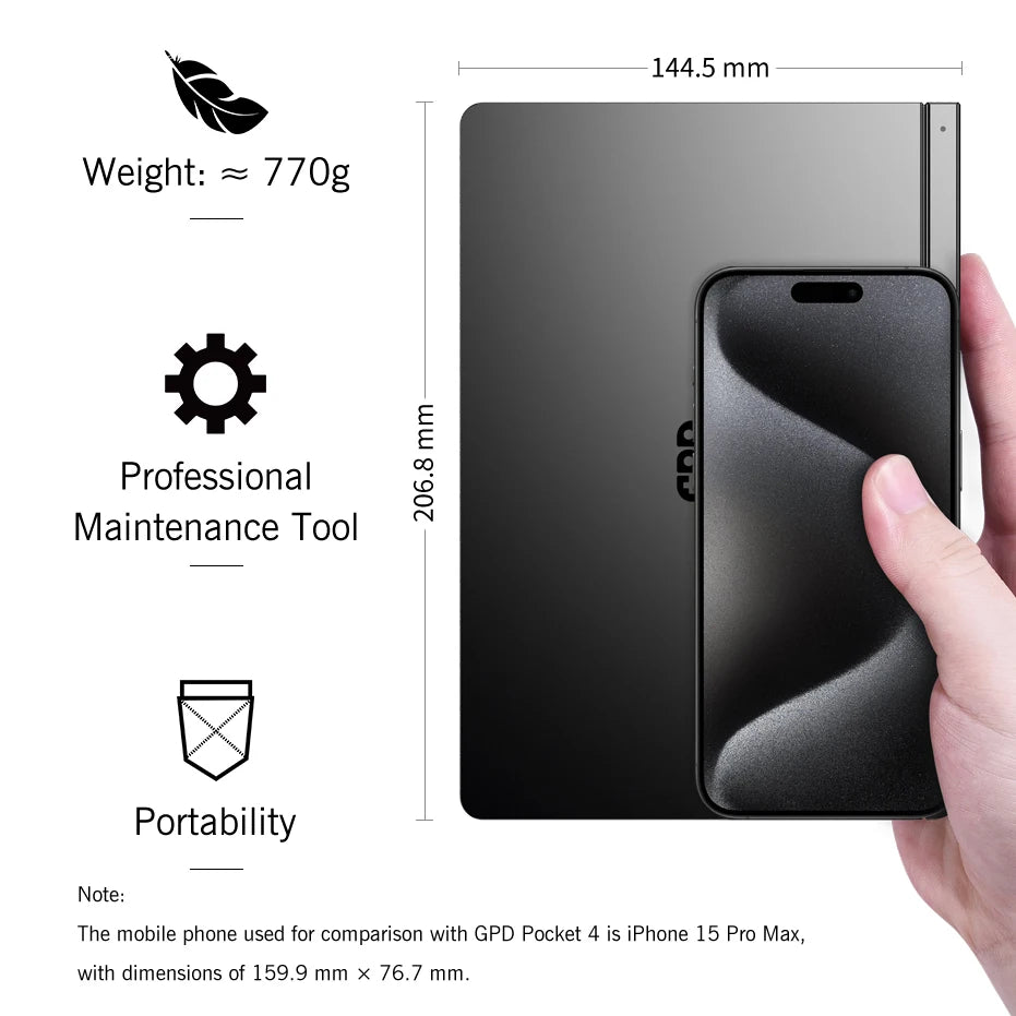 GPD Pocket 4 8.8" — AMD AI 9 HX 370, 64GB RAM, 2TB NVMe, 180° Flip, Portable Mini PC