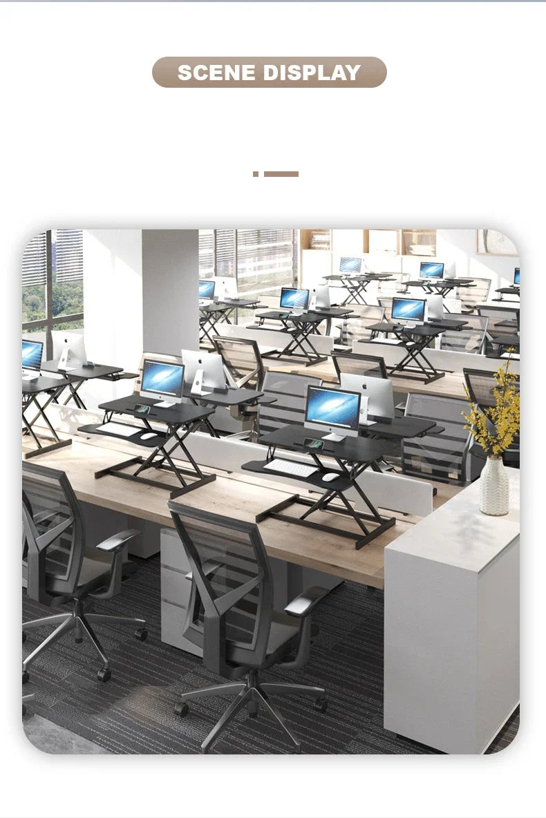 Height Adjustable Folding Standing Computer Desk with Keyboard Tray for Home Office Gaming Lift Laptop Table Stand Workbench