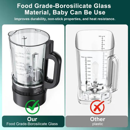 PRASKY 2400W Professional Heating Blender – 25,000 RPM, Auto-Clean, 55oz Glass Jar + To-Go Cup | Smoothies & Soups