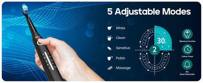 Seago SG-958 Fast Rechargeable Electric Toothbrush – Smart Auto, 8 Brush Heads, 5 Modes, IPX7 Waterproof