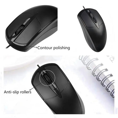 Wired USB Optical Mouse – Ergonomic Design, 1000 DPI, for PC, Laptop, Office & Home