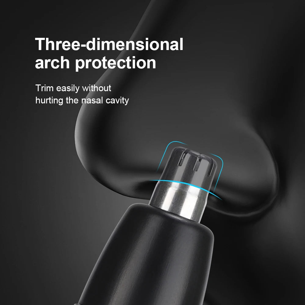 Rechargeable R.E.D. electric nose hair and eyebrow trimmer with stainless steel blades, portable, washable, unisex grooming tool.