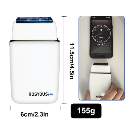 R.E.D. Shopping ROSYOUS RS620 double foil electric shaver for men, rechargeable beard trimmer with sleek design for grooming.