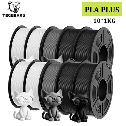 TECBEARS PLA+ Filament – 10KG Bundle, 1.75mm, Multi-Color, High Toughness, No Bubbles for FDM Printers