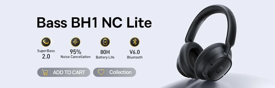 Baseus EH10 NC ANC Wireless Headphones – 45dB Hybrid Noise Cancelling, LDAC, Bluetooth 6.0, 80Hrs