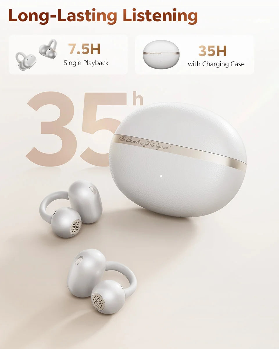 QCY Crossky C50 Open-Ear Clip-On Wireless Earbuds – Bluetooth 6.0, 4 AI Mics, Bass Boost, 60Hrs