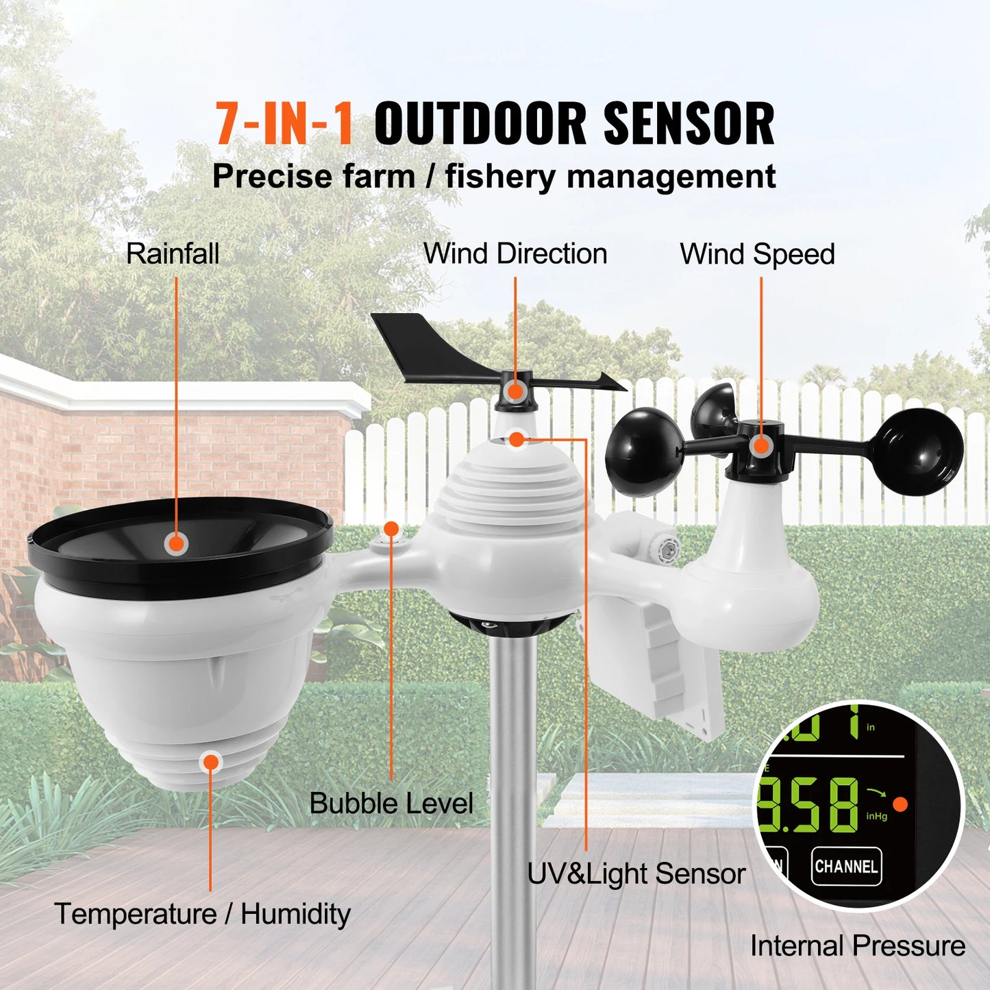 SucceBuy 7-in-1 Wi-Fi Weather Station – 7.5" Color Display + Solar Wireless Sensor