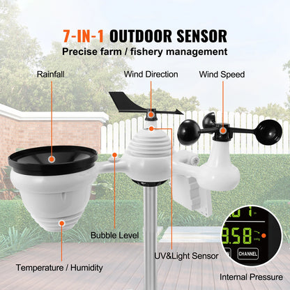 SucceBuy 7-in-1 Wi-Fi Weather Station – 7.5" Color Display + Solar Wireless Sensor