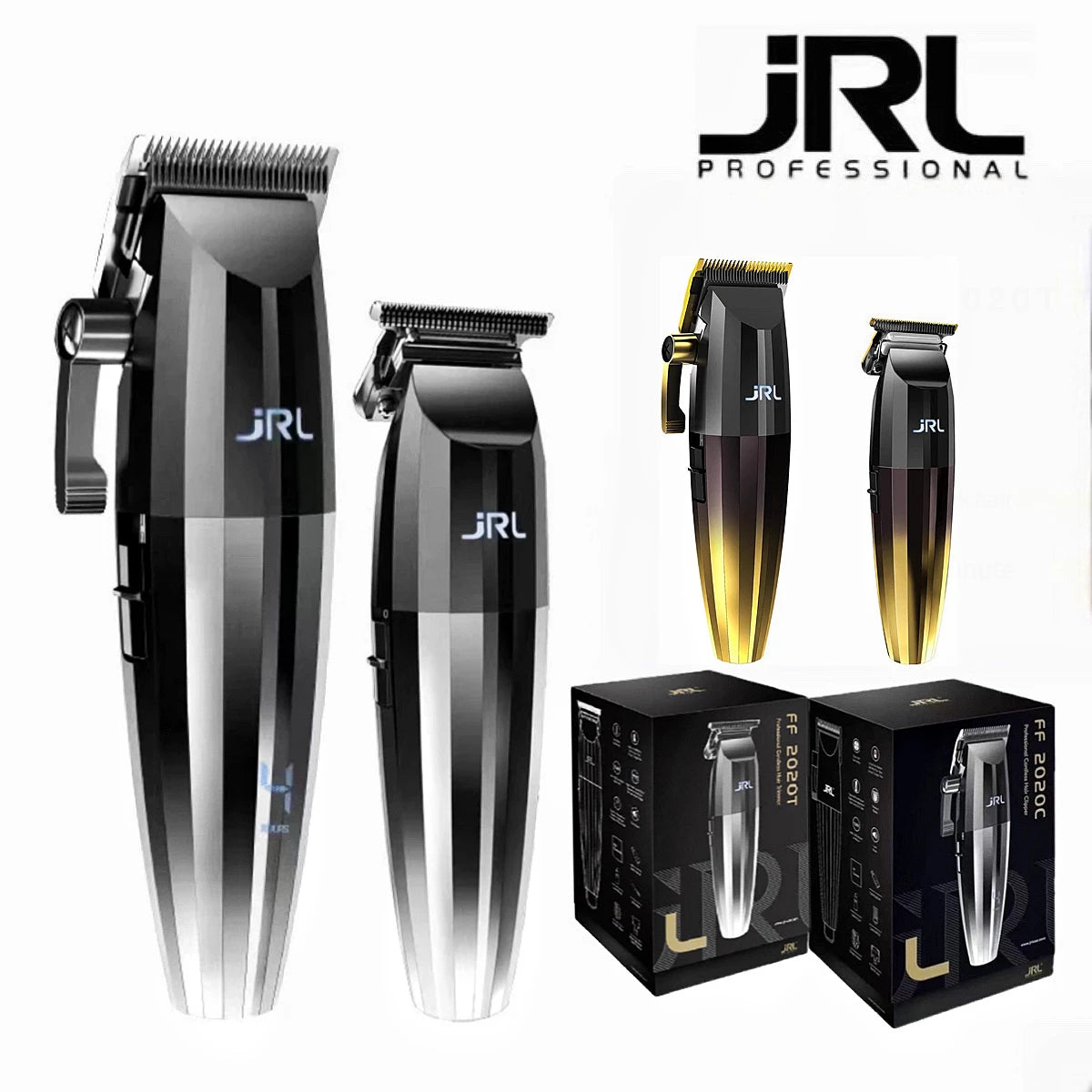 JRL 2020C/T Professional Hair Clipper – Gold & Silver, Barber Set Options