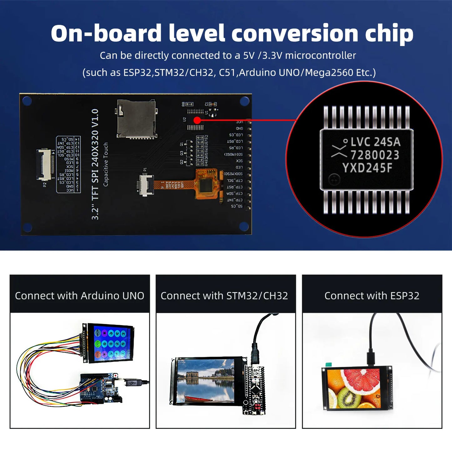 3.2" IPS TFT LCD Touch Display Module – ILI9341, SPI, for ESP32 & Arduino