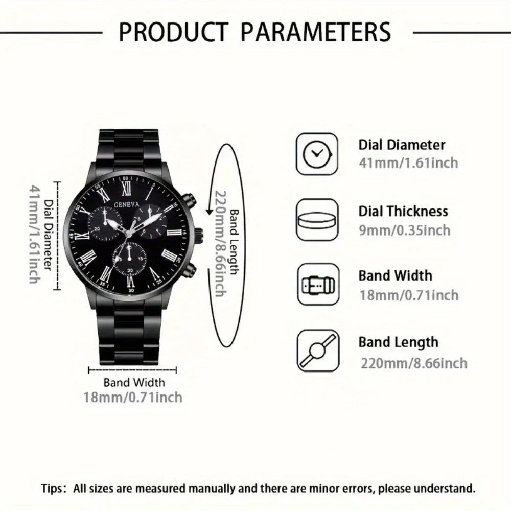 Men's Classic Business Quartz Watch - Stainless Steel Band, Elegant Dress Watch