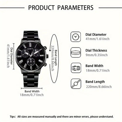 Men's Classic Business Quartz Watch - Stainless Steel Band, Elegant Dress Watch