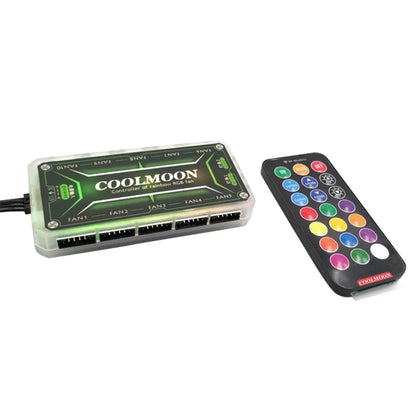 COOLMOON ARGB Fan Hub Controller – 12V 6-Pin, Remote Control, Silent