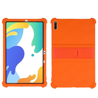 Shockproof silicone tablet case for HUAWEI MatePad 10.4 inch, featuring a stand cover in black with precise cutouts.