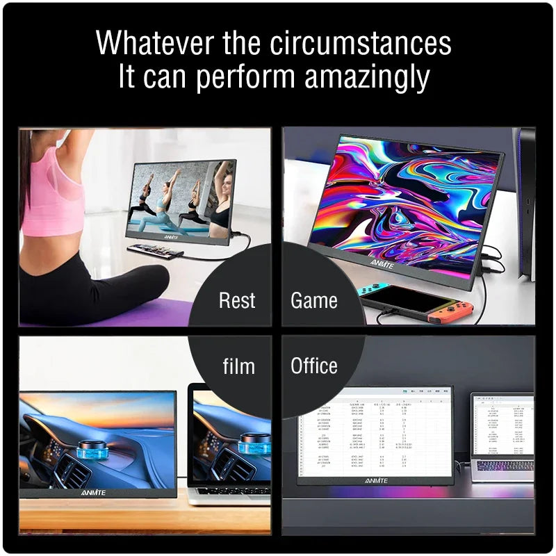 Anmite Portable Monitor 14"/16" – 1920x1200 IPS HDR10, Touch Screen, for Xbox/PS4/PS5/Switch/PC/Laptop