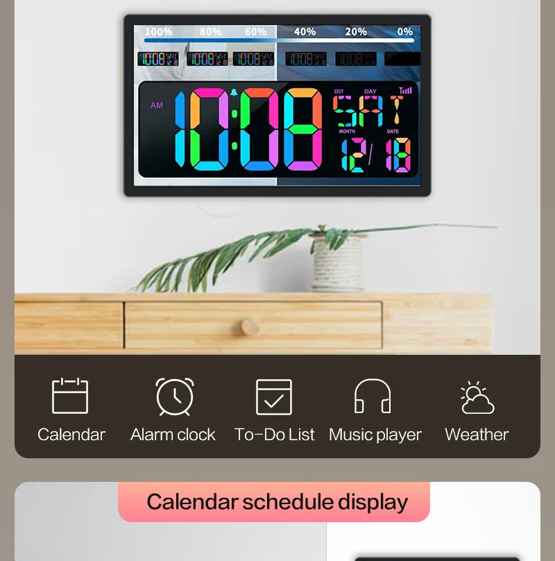 TouchWo 15.6-43 inch smart digital calendar and chore chart by R.E.D. Shopping, displaying family schedule on an interactive monitor.