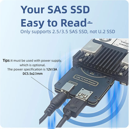 TISHRIC SAS 29-Pin SFF-8482 to USB 3.0 Adapter – 6Gbps HDD RAID with Power Port