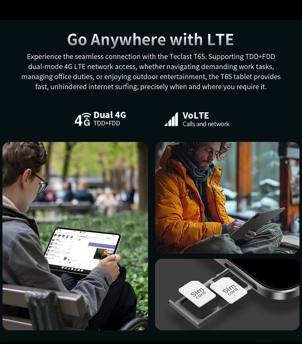 Teclast T65 Tablet – 13.4" 2K 120Hz, Unisoc T7280, 26GB RAM, 8000mAh, 4G LTE, Android 16