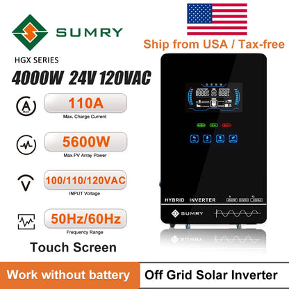 SUMRY 4KW/6KW Off-Grid Pure Sine Wave Solar Inverter 24V – 140A MPPT Charger