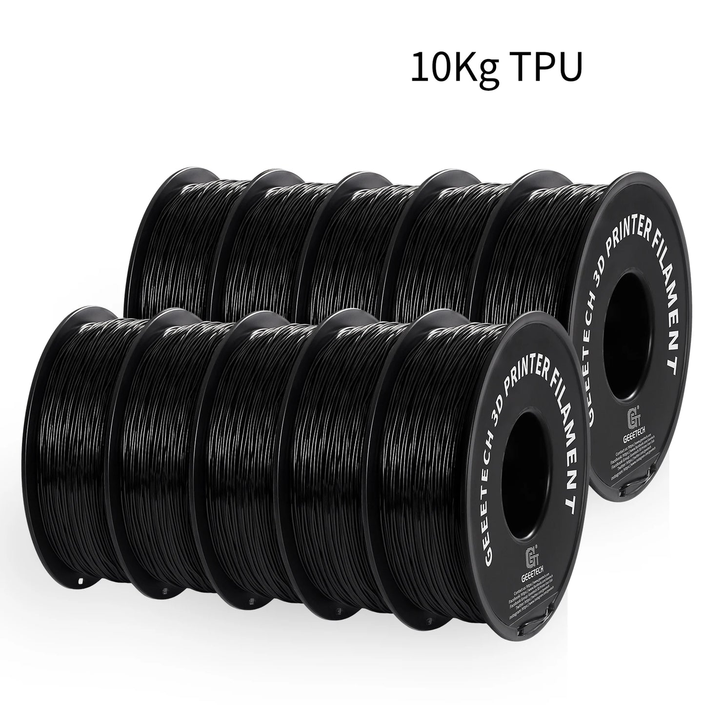 GEEETECH 3D Printer Filament – 10KG Box, 1.75mm Matte / PETG / Silk PLA / TPU / ABS, Safe Materials