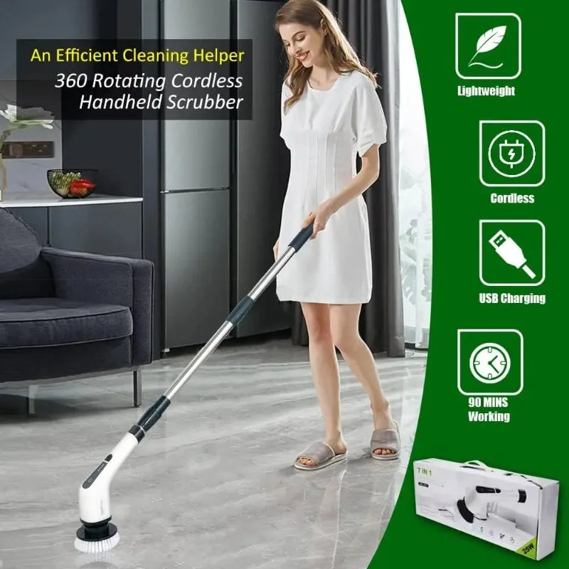 COBASPORT Electric Cleaning Brush Set – Rotating Multi-Tool for Bathroom, Kitchen & Car
