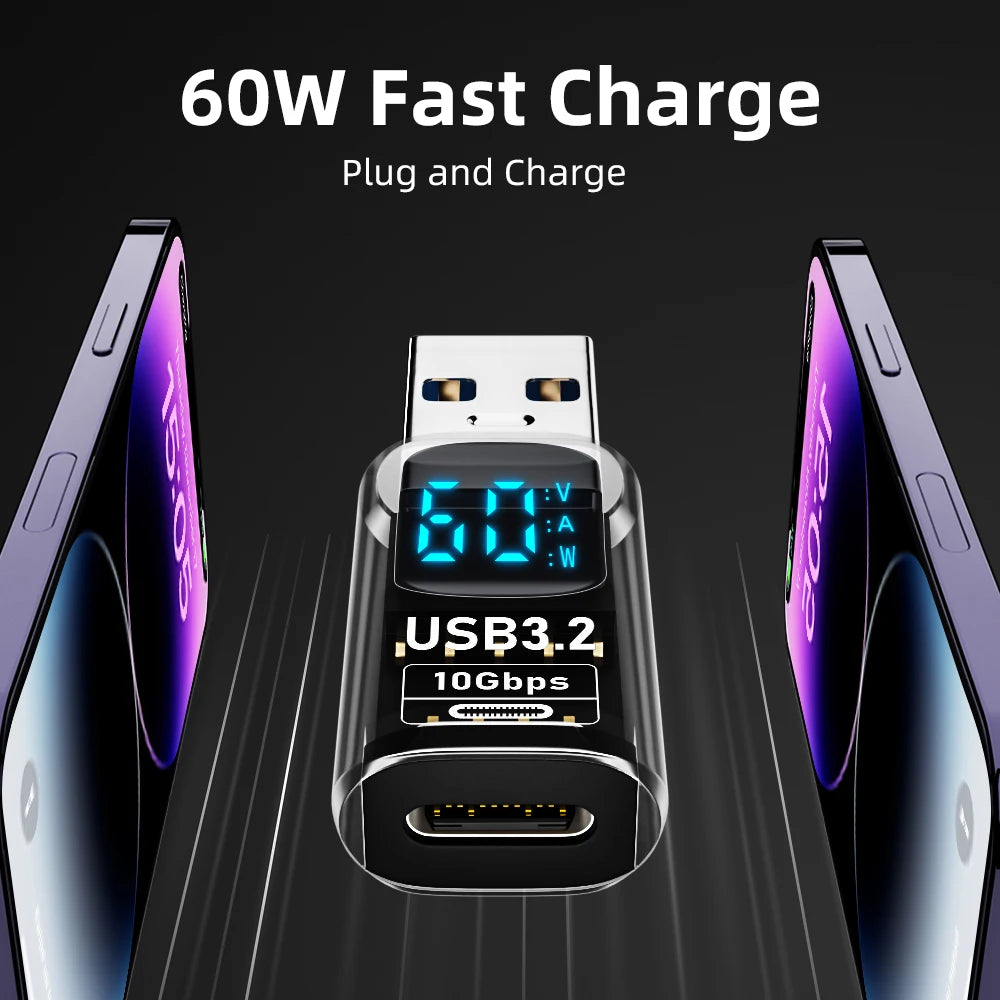 USB 3.2 digital display adapter by R.E.D. Shopping with USB C and USB female ports for fast charging and data transfer on laptops.