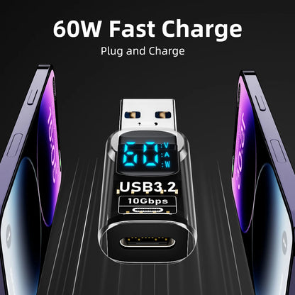 USB 3.2 digital display adapter by R.E.D. Shopping with USB C and USB female ports for fast charging and data transfer on laptops.
