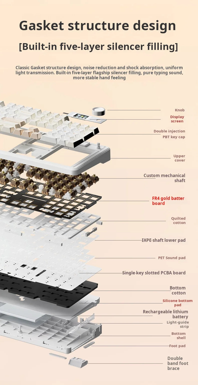 AULA F108Pro Wireless Mechanical Keyboard – UK Layout, Bluetooth Tri-Mode, Gasket, Hot-Swap, RGB, 104 Keys