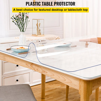 SucceBuy Transparent PVC Table Cloth 1.5–2mm | Clear Desk Protector, Waterproof, Oil-Proof, Soft Glass