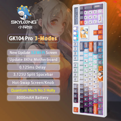 SKYLOONG GK104 Pro Full-Size Wireless Mechanical Keyboard – 104 Key, Hot-Swap, RGB, Macro Knob