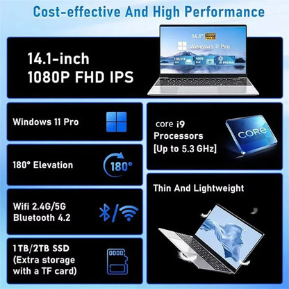 14.1" Gaming Laptop – Intel Core i9-10980HK, 16GB RAM, up to 2TB SSD, Windows 11 | Portable Office & Gaming Notebook