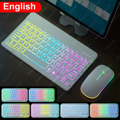 Wireless Bluetooth Keyboard with Rainbow Backlit – Tablet, iPad, Phone, Android, iOS, Windows