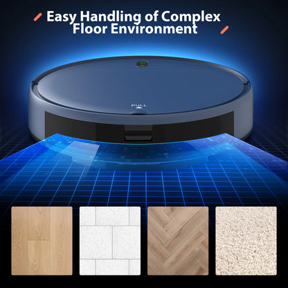 RAYFURN robot vacuum cleaner with 6000Pa suction, auto charging and mopping function in a modern home setting.