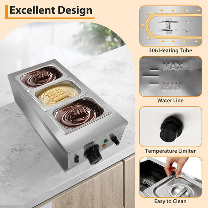 Chocolate Melting & Tempering Machine – 2/3 Tank Stainless Steel with Lid