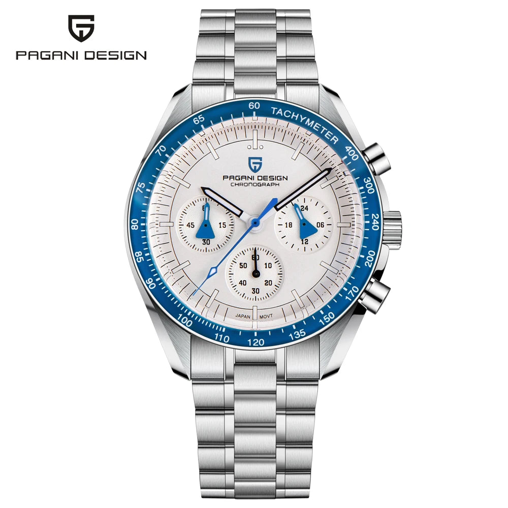 PAGANI DESIGN V5 Moon Men's Watch – Luxury Quartz Chronograph, Waterproof, Stainless Steel, 2026