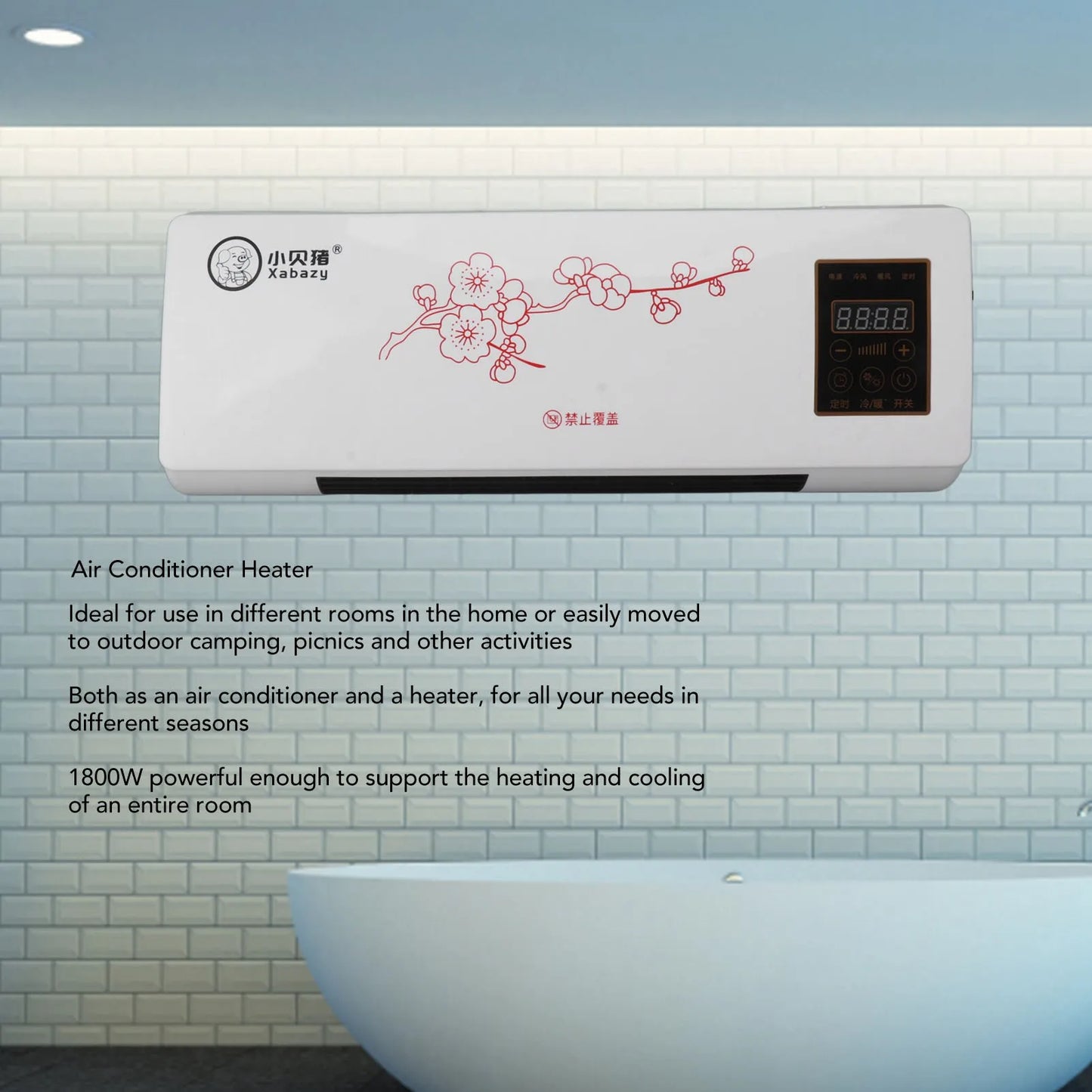 Portable Space Heater – Wall Mountable, Remote Control, Low Noise, for Bathroom & Bedroom